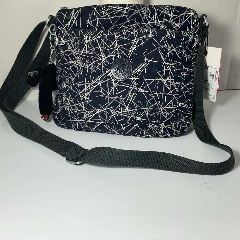Kipling Men's Black and White Patterned Messenger Bag